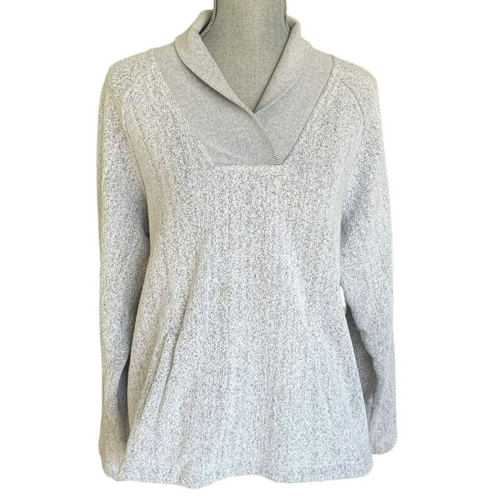 ORVIS Gray Knit Pullover Sweater Sweatshirt Vintage Kangaroo Pocket Women's Size - Picture 8 of 8